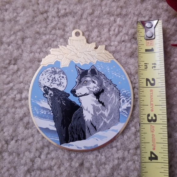 Gold and Blue Winter Wolf Flat Ornament - Picture 2 of 5